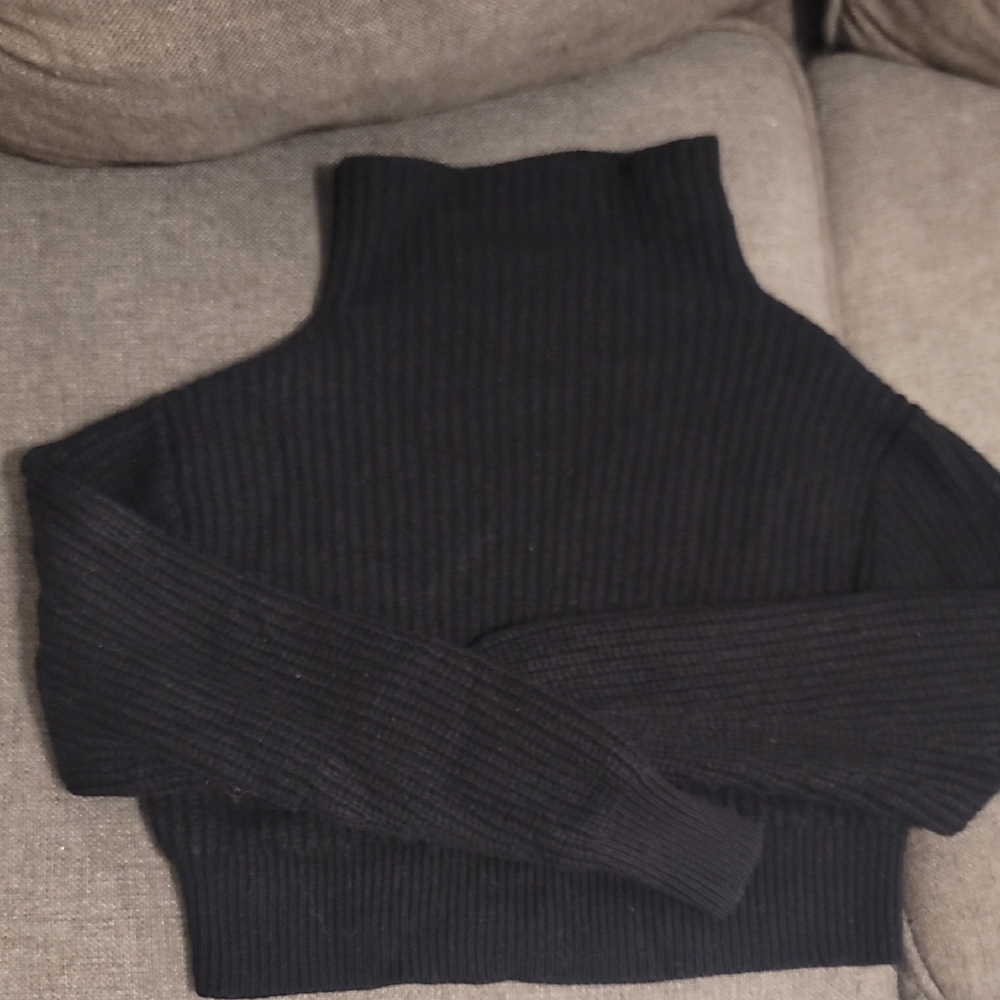 Wilfred Ribbed Black Cowl Neck Sweater
